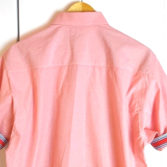 Alquima Elemental Mens Pink Buttondown Contrast Cuff Dress Shirt Preppy Sz.Large - Picture 7 of 11